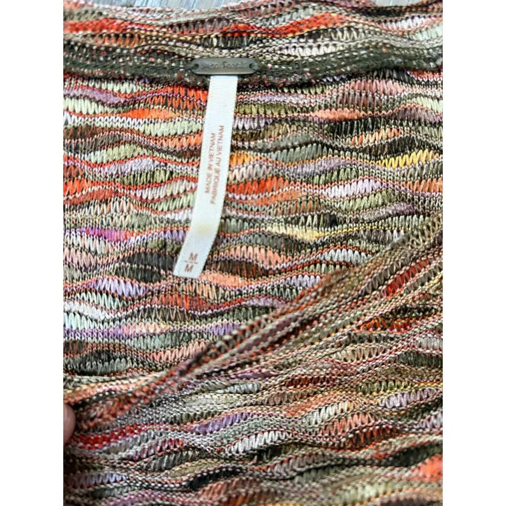 Free People Knit Top Boho Textured Multicolor Indie Cottagecore Medium